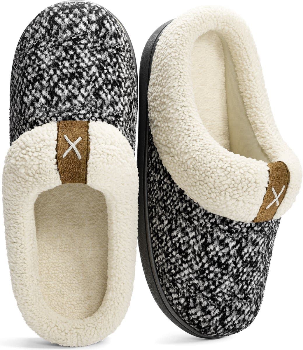 Pantoffels Dames - Sloffen - Maat 40/41 - Zwart/Grijs - Anti-slip - Comfeet