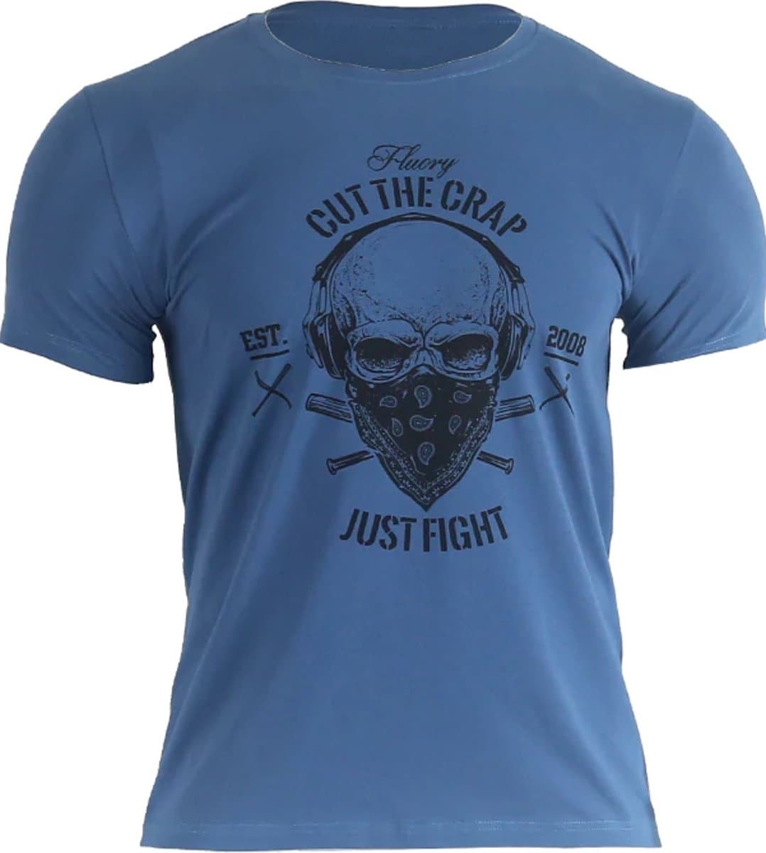 Fluory Cut the Crap Just Fight T-shirt Blauw - XXL