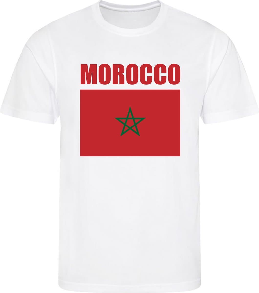 WK - Marokko - Morocco - T-shirt Wit - Voetbalshirt - Maat: S - Wereldkampioenschap voetbal