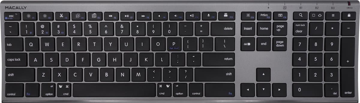 Macally ACEBTKEYSG Ultra dun Bluetooth draadloos toetsenbord - US Engels (QWERTY) layout - Spacegray
