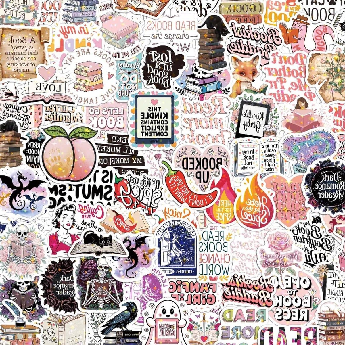 JHubers Goods - 150 Stuks Romantische Lezende Boekenliefhebber Sticker Set - Waterdichte Vinyl Stickers voor Laptop, E-Book Lezer, Dagboek - Boekenliefhebber Cadeaus - Scrapbook en Student Benodigdheden