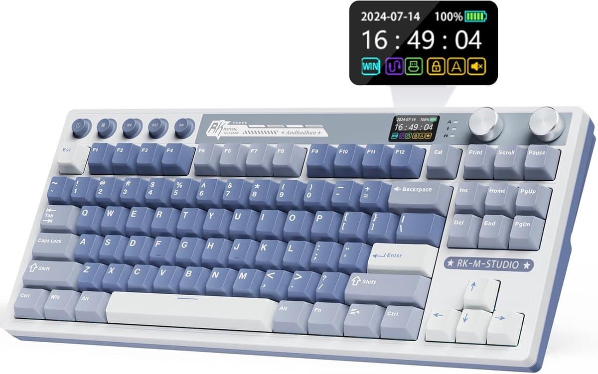 Royal Kludge RKM87 - Mechanisch Gaming Toetsenbord - Draadloos - Gaming Keyboard - Met LCD-Scherm