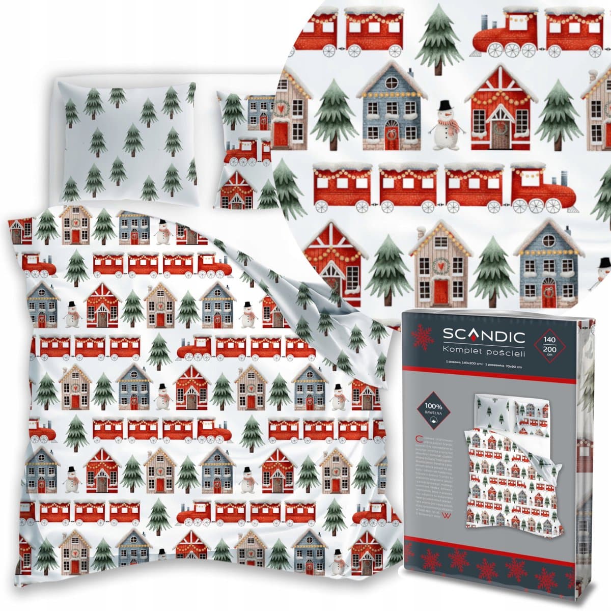 100% Katoen Kerst Dekbedovertrek Set 140x200 cm Winter Thema