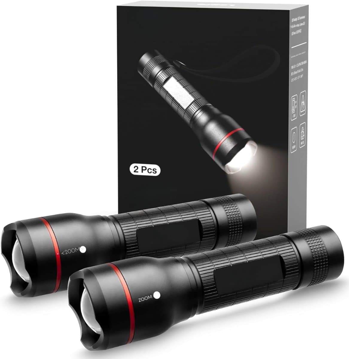 MMP® Zaklamp - Zaklamp - Zaklampen - Zwart - 10cm x 4cm x 14cm