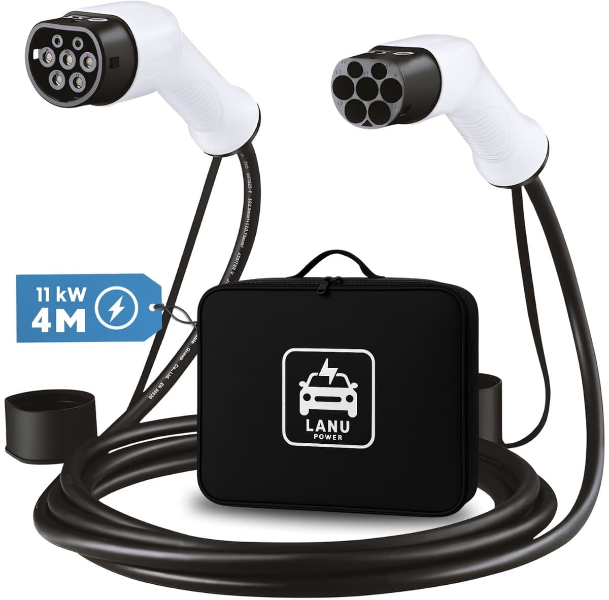 Laadkabel Type 2 – 4 meter - 11kW (16A 3-fase) - IP55 Regenbestendig - Laadkabel auto - 2 Jaar garantie - Incl. draagtas