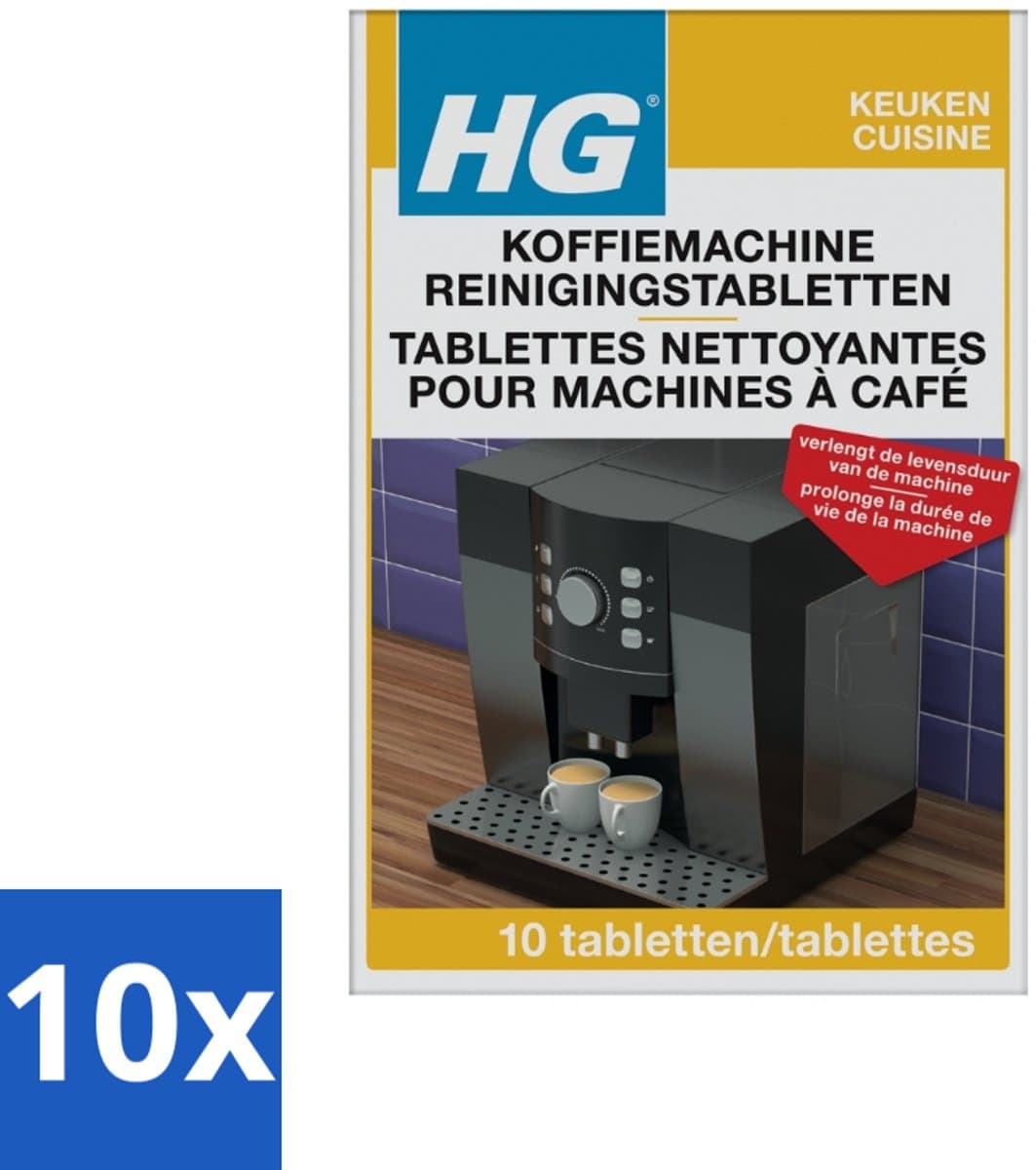 HG - Koffiemachine Reinigingstabletten - Verlengt Levensduur Machine - 10 Tabletten - Bulkverpakking - 10 stuks