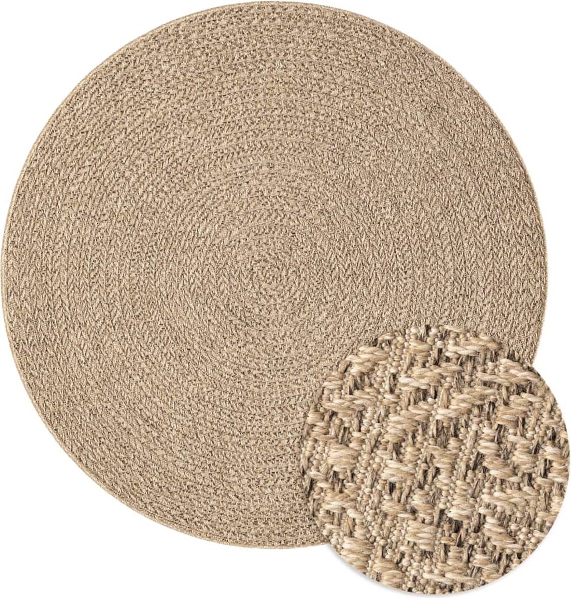 vidaXL ZIZUR Rond Tapijt - 120 cm, Jute Look