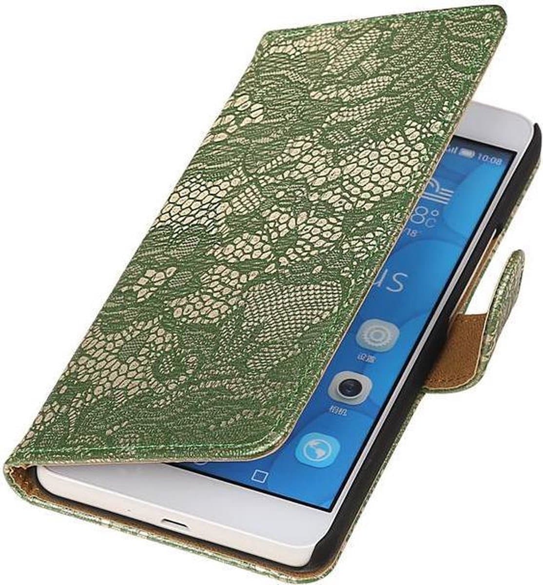 LG G4c ( Mini ) Lace Kant Donker groen Bookstyle Wallet Hoesje - Cover Case Hoes