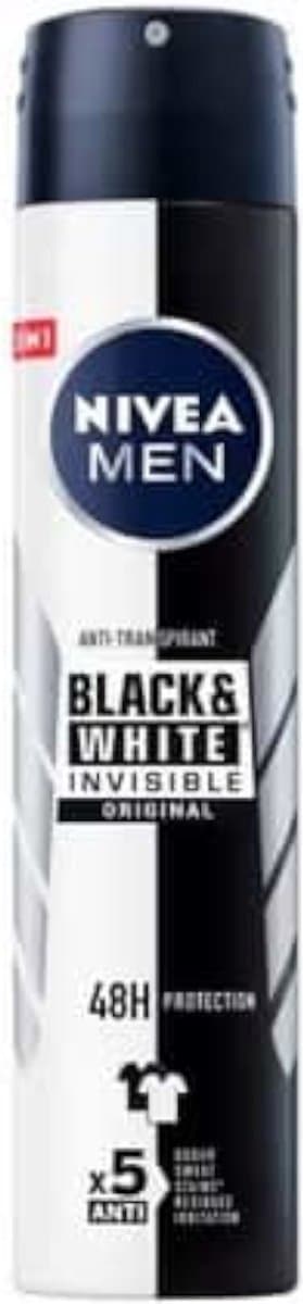 NIVEA Deospray voor Mannen - Invisible Black&White Original anti-transpirant 200 ml