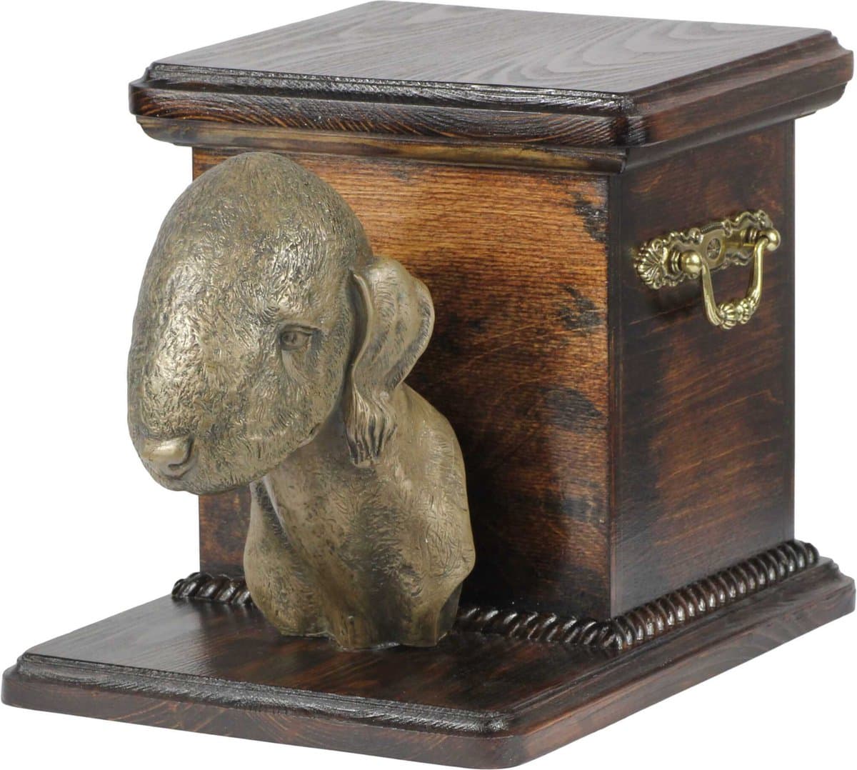 Elegante urn voor hondenas met beeldje van Bedlington Terrier
