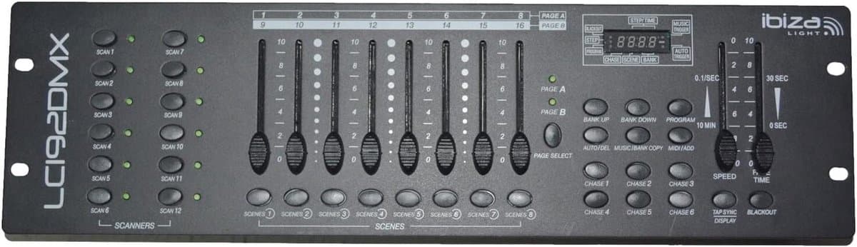 DMX Controller - Lichtmixer - Podium Verlichting - 192 Kanalen - 55 x 12 x 19 cm - Zwart