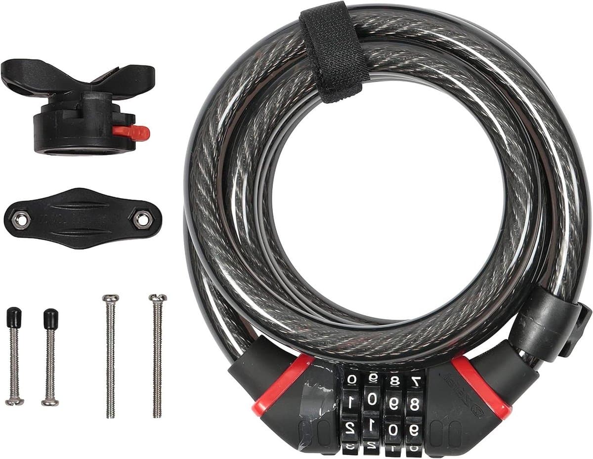Fiets Code Slot - Kabelslot Stevig - Fiets Beveiligen - Versterkt Vergrendelingssysteem - 185 cm - Rokerig Zwart