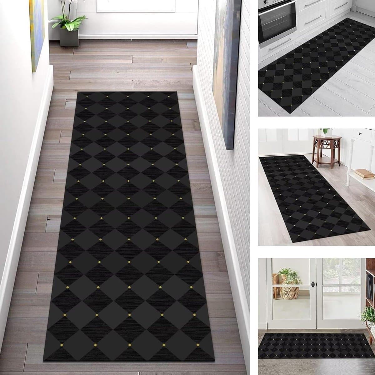 Tapijtloper Vloerkleed - Hal Loper Mat - Keuken Gang - Antislip Wasbaar - 50x150CM - Zwart Grijs