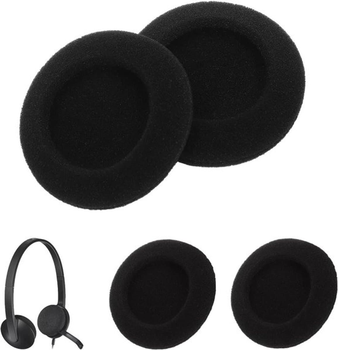 2 paar oorkussens voor hoofdtelefoon, vervangende schuimkussens voor koptelefoon, compatibel met diverse modellen, comfortabel en duurzaam, 5 cm.