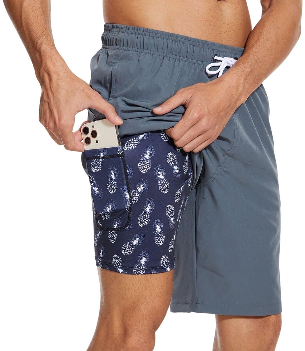 Dailygoods- Zwembroek Heren Lange Lengte - 2 in 1 Zwemshort - Sneldrogende Dubbele Laag - Compressie Voering - Ritszakken - Comfortabel Ontwerp