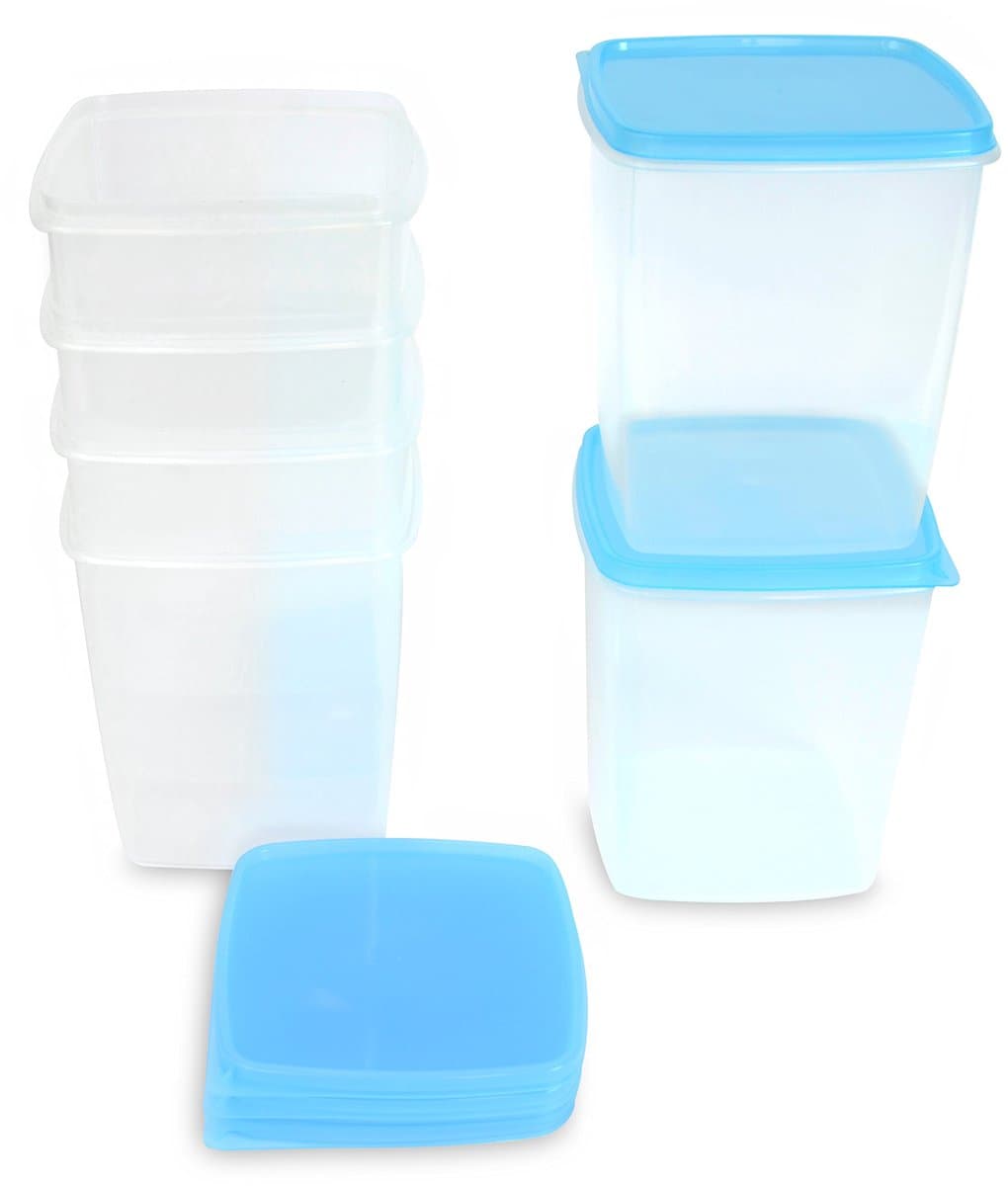 Diepvriesdoos vierkant 13x13x15,2 cm 1,5L (6 stuks) lichtblauw