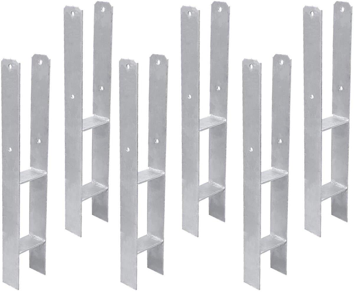 H-balkdragers met bevestigingsmateriaal, 8 stuks H-ankers, H-paalankers voor inbetoneren, paalankers voor carport, hek, palen 600x60x141mm