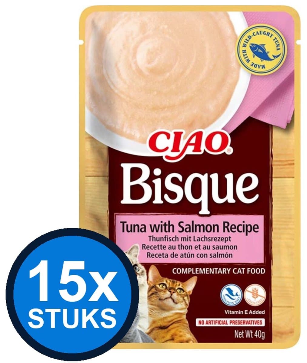 15x Ciao Bisque puree cat tuna&salmon 40gr