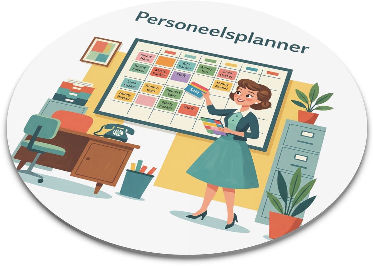 Ronde muismat Personeelsplanner Organisatie illustratie 22 cm