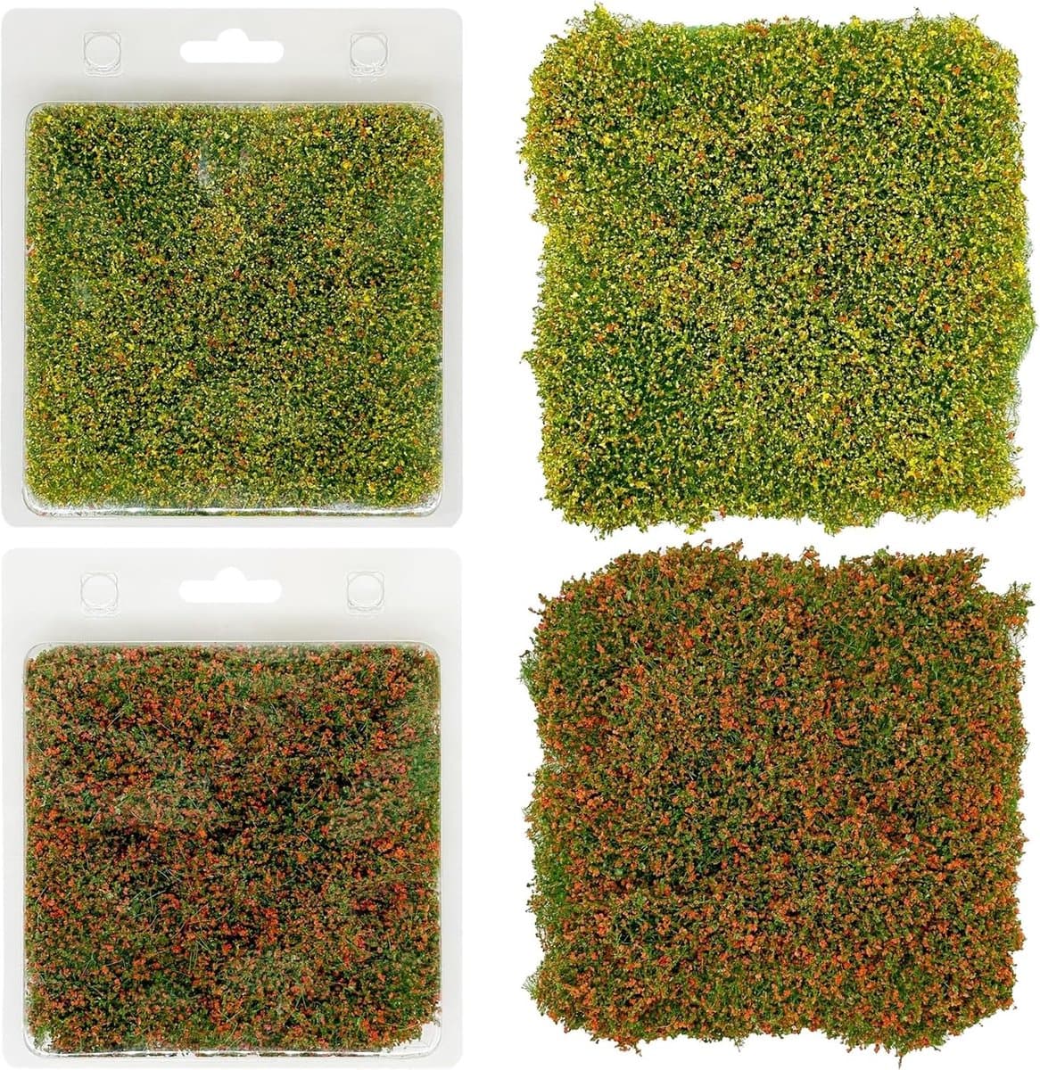 Miniatuur bloemencluster en grasveld voor modelbouw, statische graspluizen voor tabletop spellen en modelspoorterrain, geel en oranje