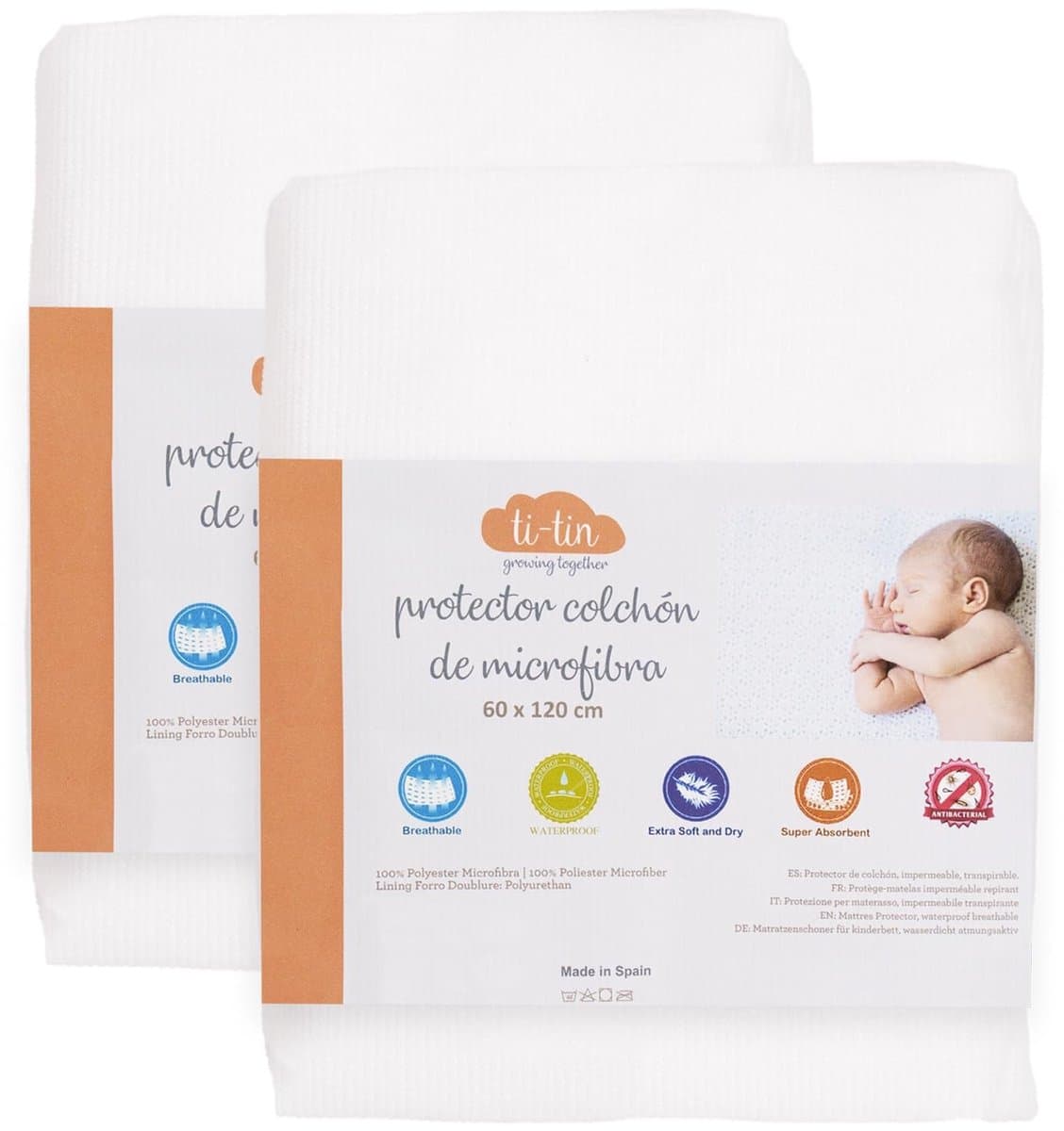 Omgoods - Ti-Tin Baby Matrasbeschermer 60x120 cm - Waterproof en Ademend, Set van 2