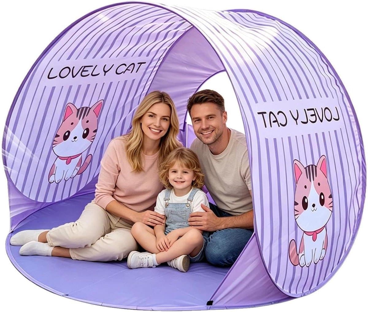 Strandtent UV-bescherming - Strandscherm Zonnescherm - Bescherming tegen de zon - Compact en draagbaar - 145x145x110 cm - Paars