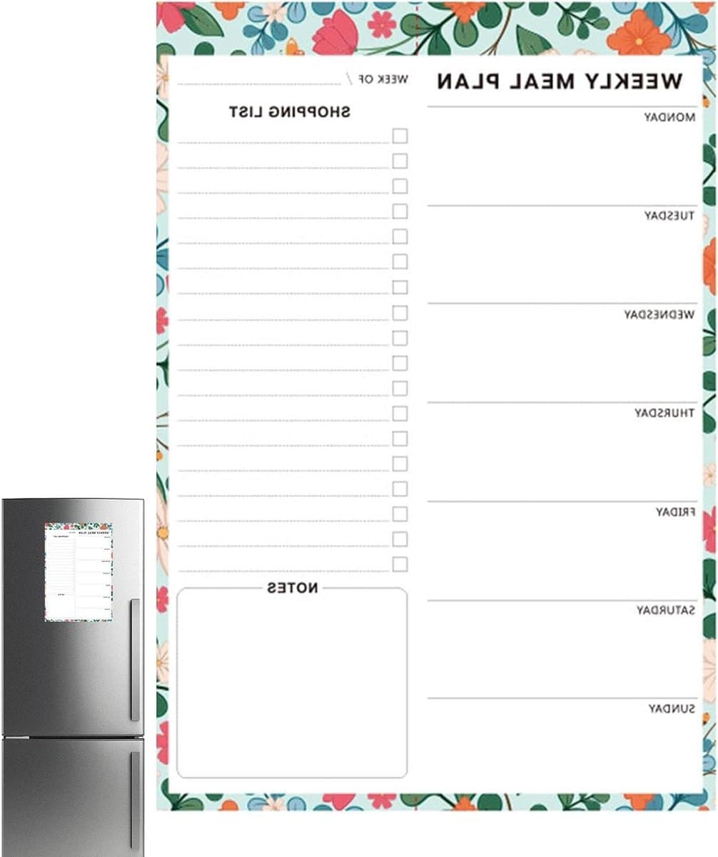 Weekplanner Koelkast - Maaltijdplanner Notitieblok - Maaltijden Plannen - Met Magnetische Achterkant - 60 Vellen - Wit