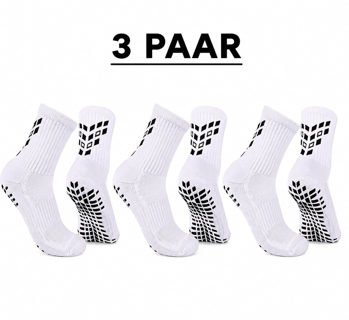 Gripsokken 3 paar Wit (39-45) – Antislip Sportsokken voor Voetbal, Fitness & Pilates – Anti-Blaren – ProForm Performance Pro