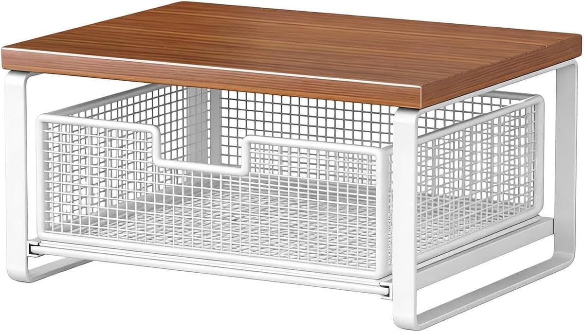 Printer Stand - Bureau Organizer - Werkplek Organiseren - Twee Laags Ontwerp - 37x25x19 cm - Wit