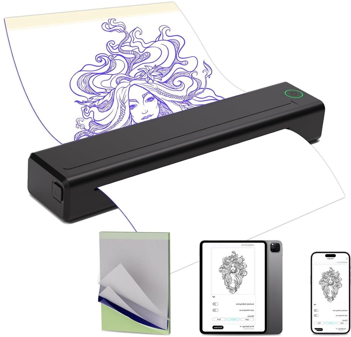 Stencil Printer - Thermische Machine - Sjablonen Printen - Draadloze Werking - 520 gram - Zwart