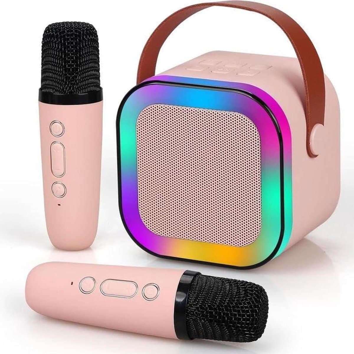 Draagbare Luidspreker - Met Microfoon - Muziek Afspelen - RGB Verlichting - 15 x 10 x 5 cm - Zwart