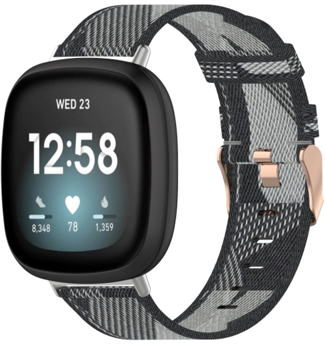 Voor Fitbit Versa 3 Nylon Weave Canvas Horlogeband (Grijs)