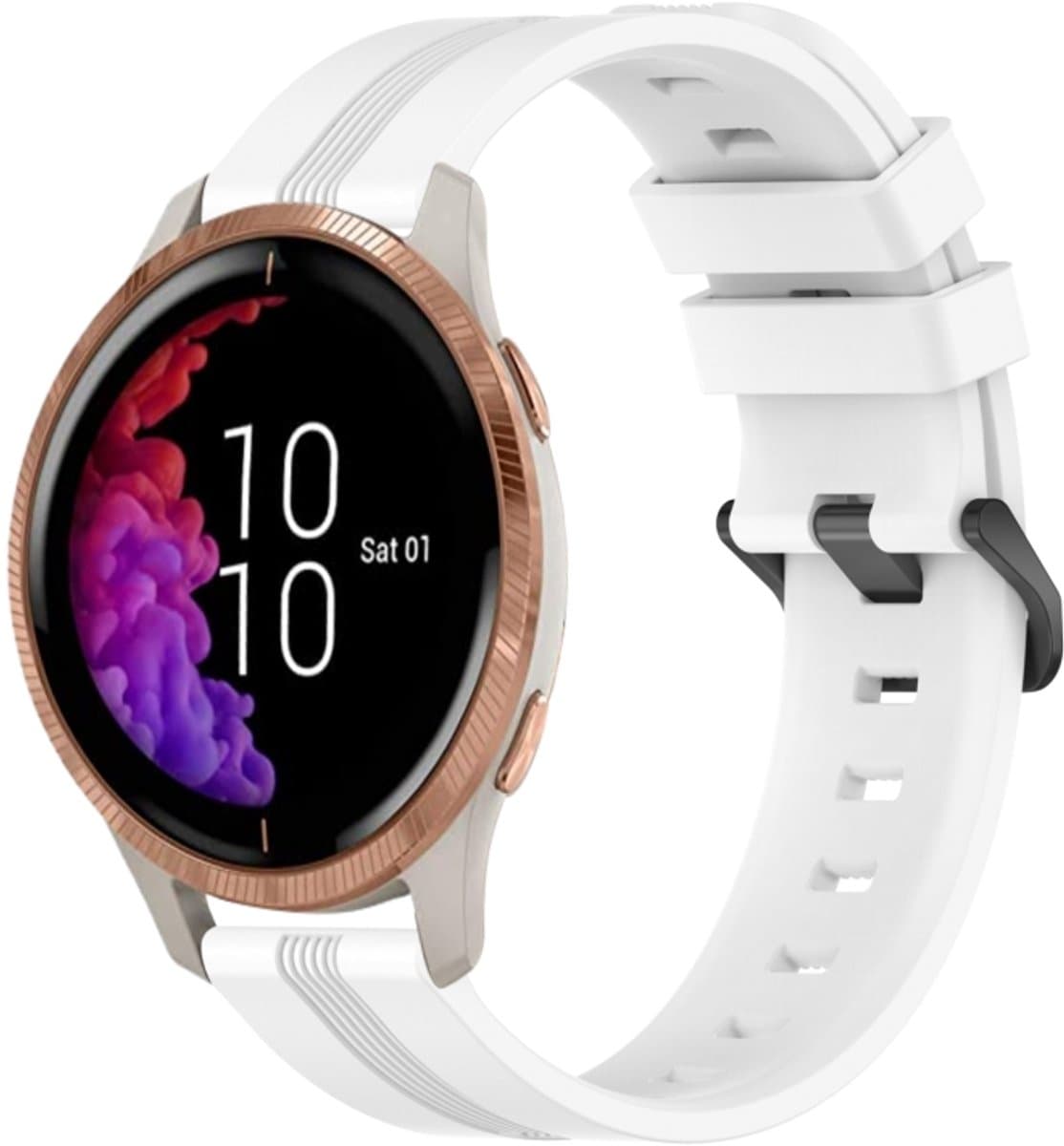 Voor Garmin Venu 20 mm concave gestreepte siliconen horlogeband (wit)