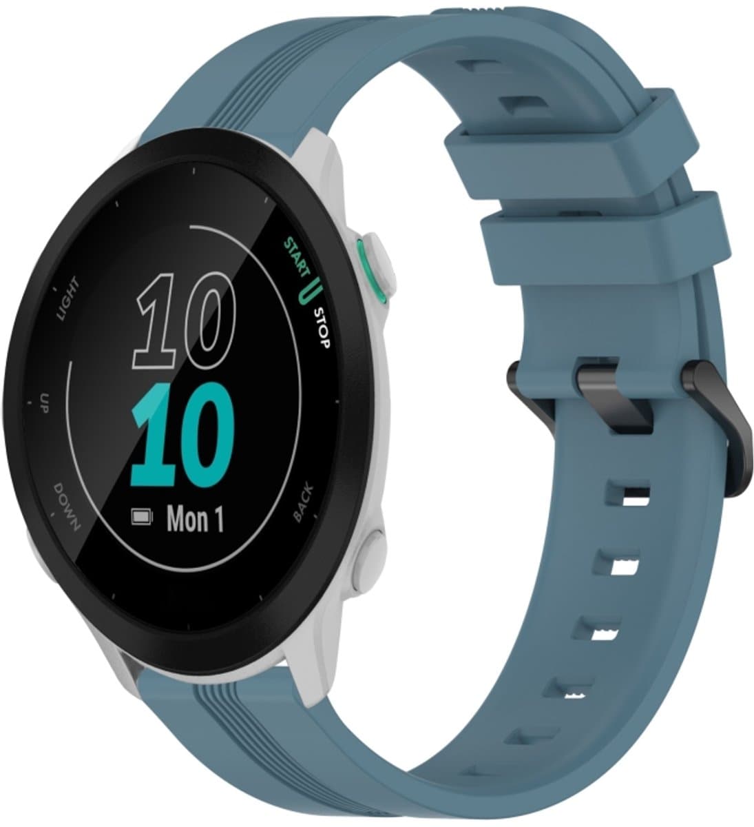 Voor Garmin Forerunner 55 20 mm concave gestreepte siliconen horlogeband (Rock Cyan)