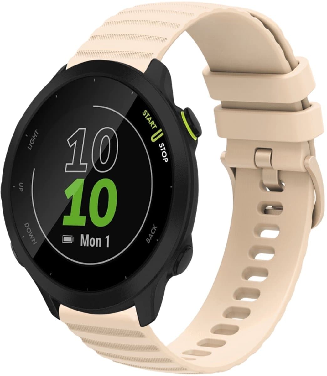 Voor Garmin Forerunner 55 20 mm golvend stippenpatroon effen kleur siliconen horlogeband (beige)