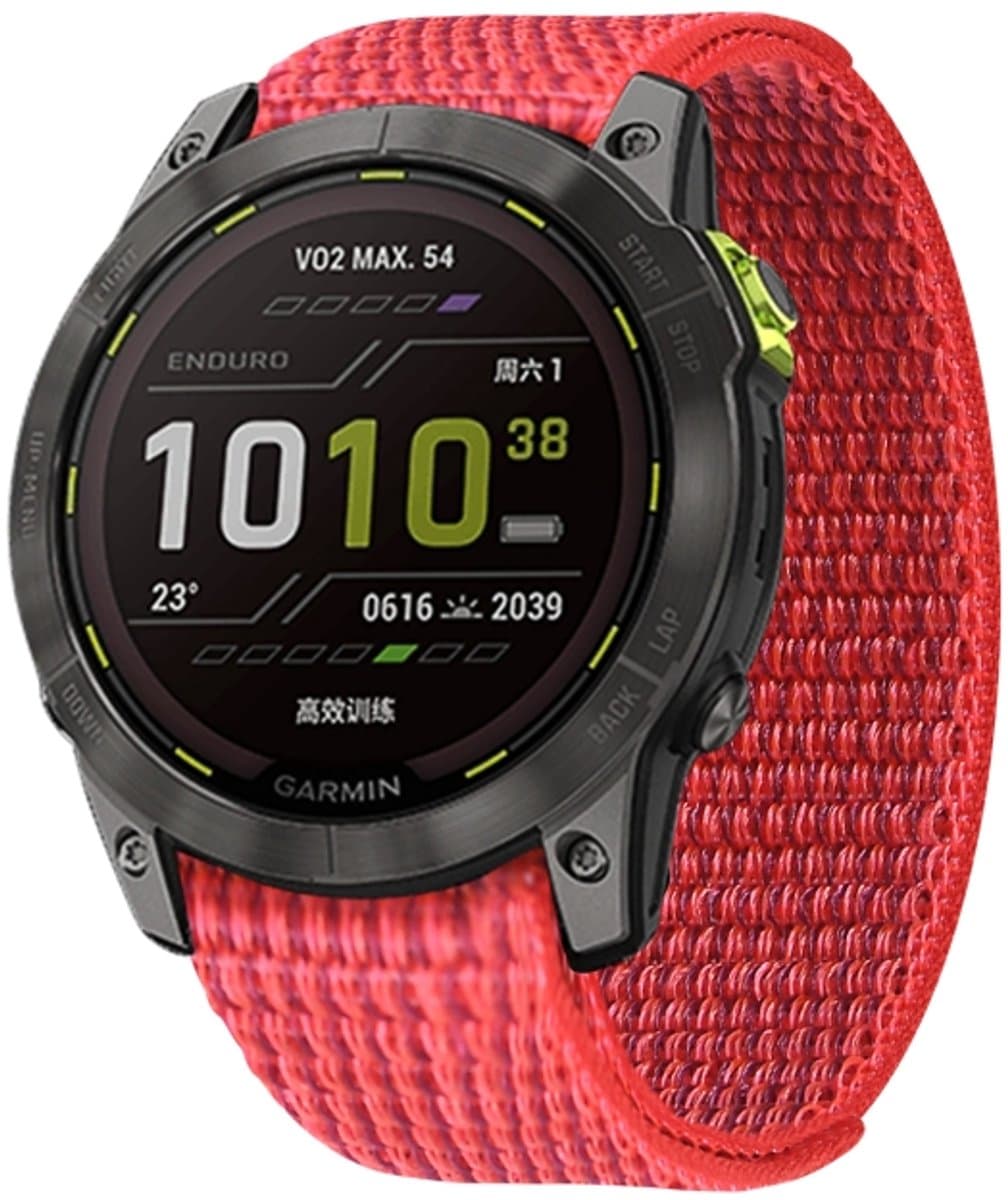 Voor Garmin Fenix 7 Klittenband Nylon Horlogeband (Rood)