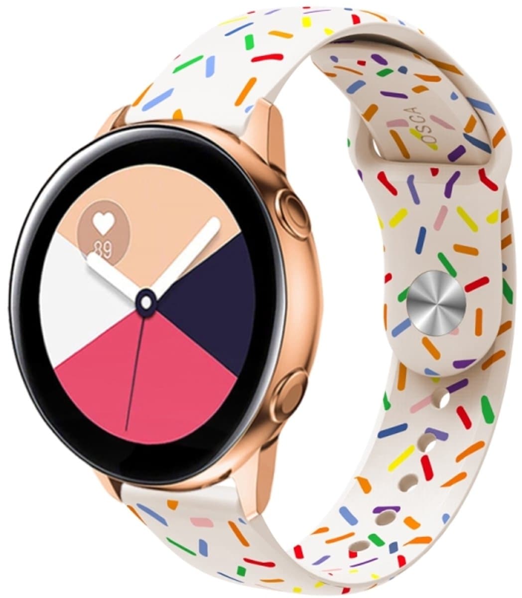 Voor Garmin Venu / SQ / SQ2 / Venu 2 Plus 20 mm sport Rainbow Dots siliconen horlogeband (abrikoos)