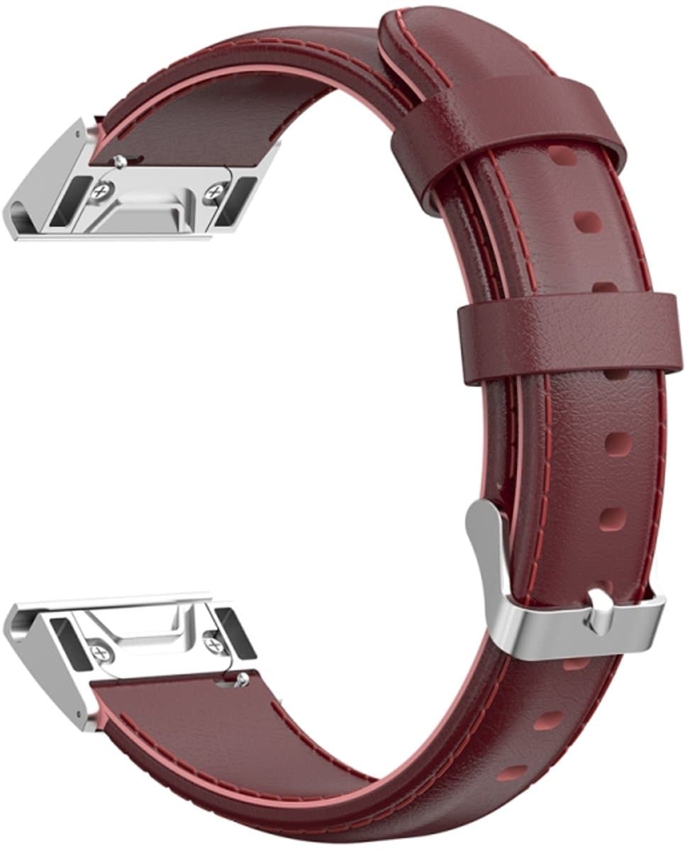 Voor Garmin Fenix 6S Oil Wax kalfsleer band (Crimson)