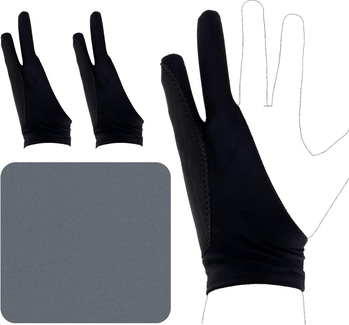 Two-Finger Artiest Handschoen voor iPad en Tekentablet - Smudge Guard Digitaal Tekenen