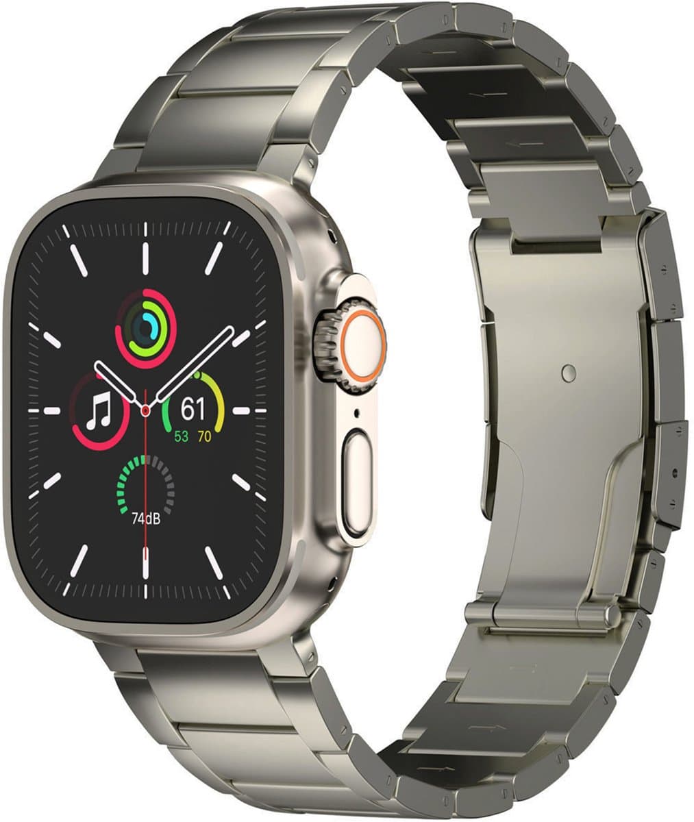 Mat Titanium bandje - Geschikt voor Apple Watch 1, 2, 3, 4, 5, 6, 7, 8, 9, 10, 11, SE, Ultra (2 / 3) - 44/45/46/49 mm - Grijs