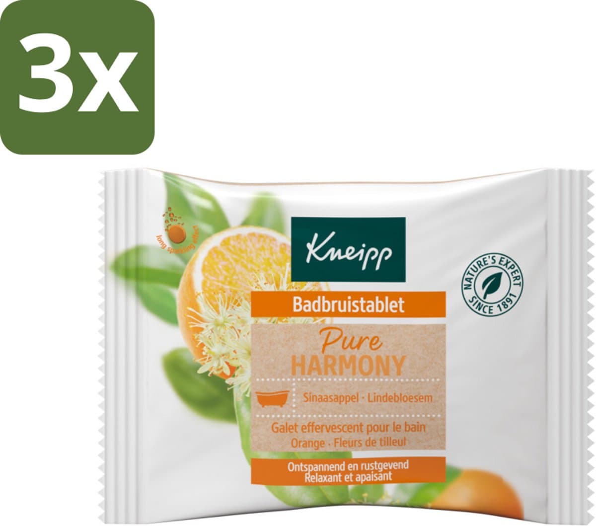 Kneipp - Badbruistablet - Oranje lindebloesem - Bulkverpakking - 3 stuks