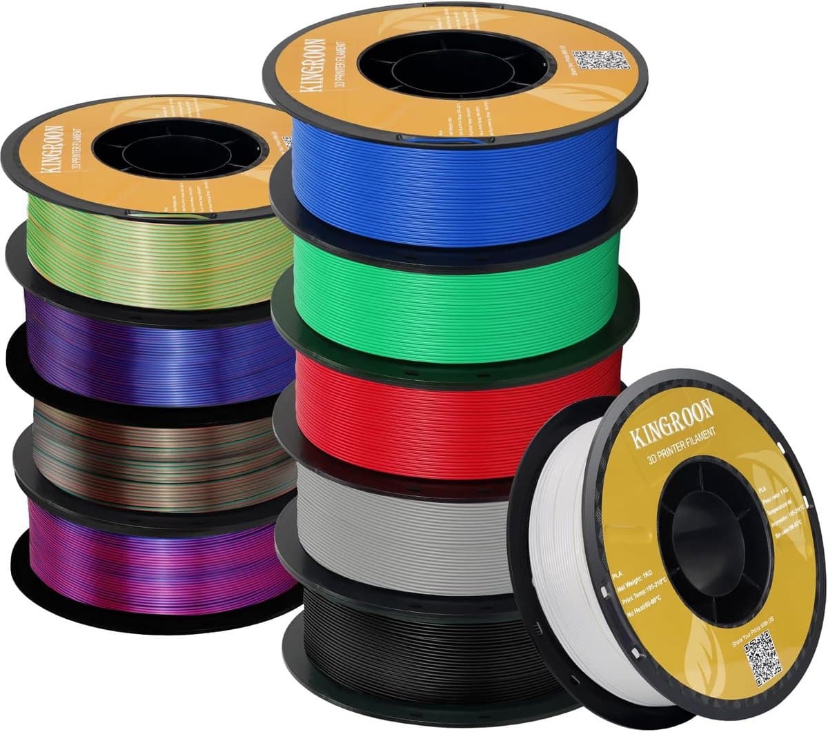 10 Rollen PLA 3D Printer Filament Set - 1.75mm - Hoge Precisie en Duurzaam