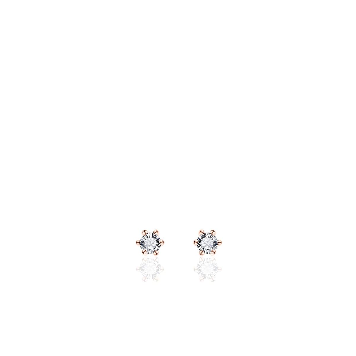 Jewels Inc. - Oorbellen - Oorstekers Solitaire gezet met Zirkonia - 3mmØ - Roségoud Verguld Zilver 925