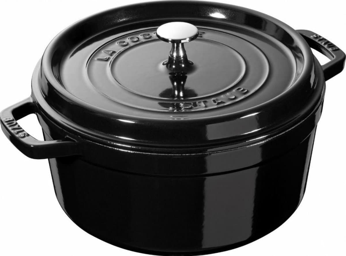 Staub cocotte rond 24cm shiny black