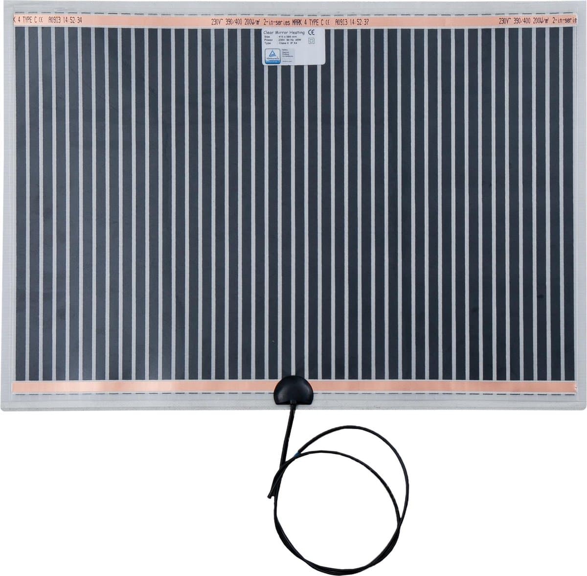 Spiegelverwarming 30 x 60 cm – 26 Watt - Snel te installeren - zelfklevend - aansluiten op 230 volt of schakelaar - laag verbruik
