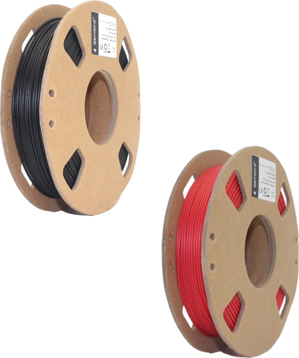 Gembird PLA Filament - 1.75mm - 200 gram- Voordeelset - Zwart en Rood - 3D printer filament
