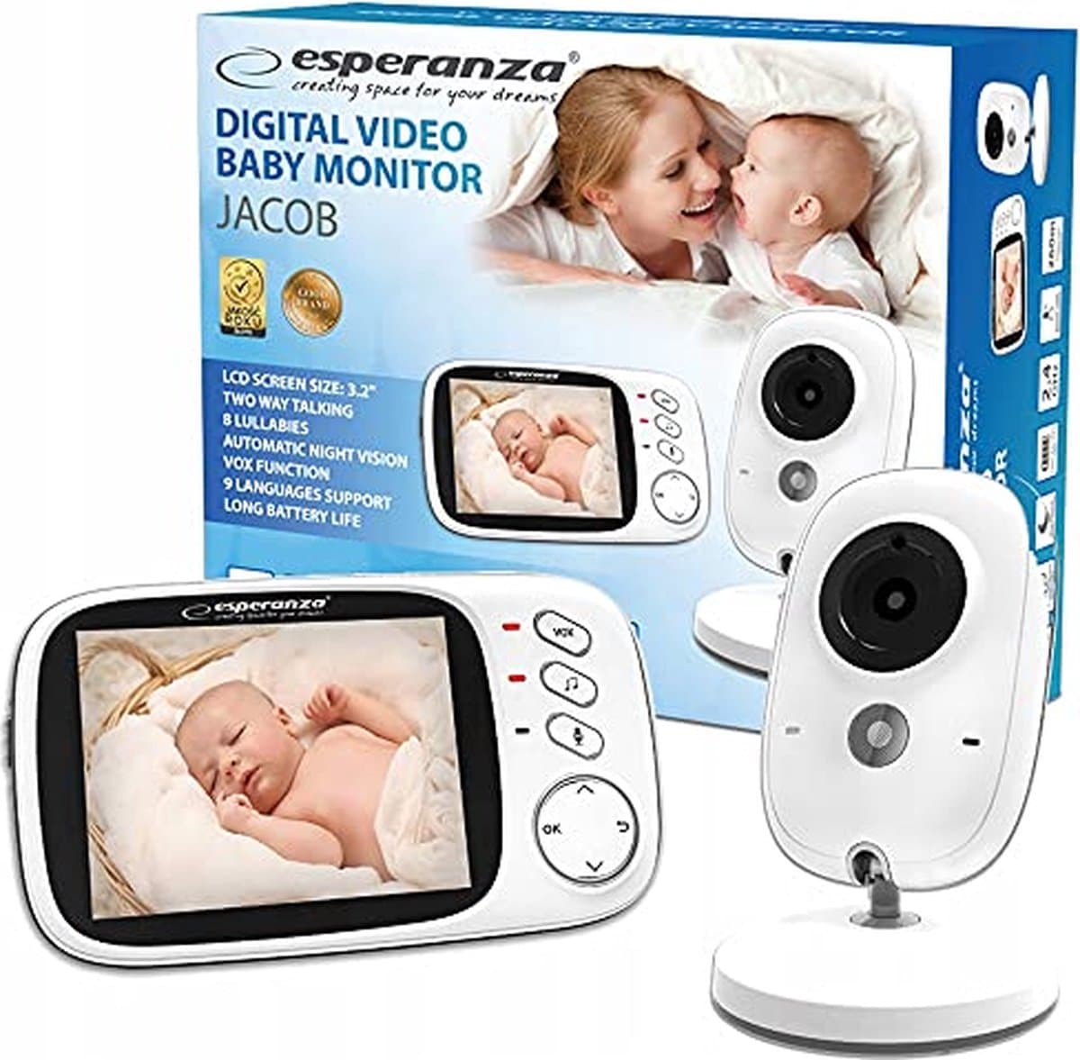Esperanza EHM002 LCD-babyfoon 3,2 Wit