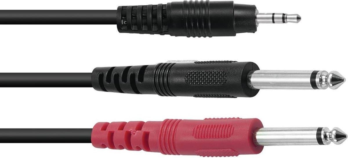 OMNITRONIC jack kabel 3 5 mm - aux kabel - audio kabel 3.5 Jack/2xJack ECO 1,5m bk