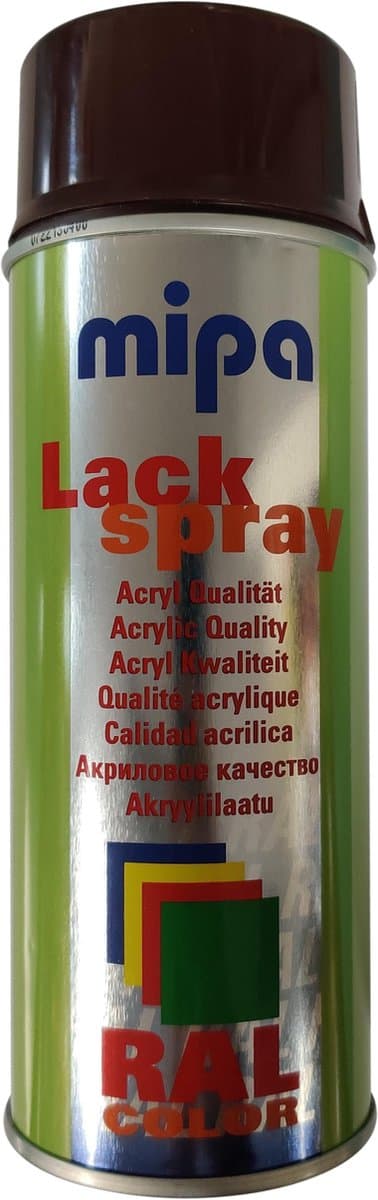 Mipa - Hoogwaardige Acryl Spuitlak - Krasvast - Vergeelt Niet - Sneldrogend - Chocoladebruin - RAL 8017 - Hoogglans