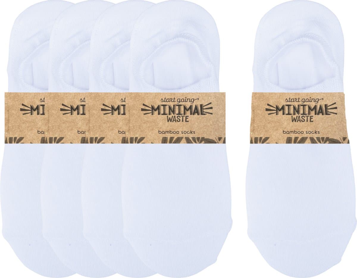 green-goose® Bamboe Footies Dames - Lange Footies - 5 Paar - Wit - Enkelsokken - Duurzaam Ademend Materiaal - Stretch en Perfect Zittend